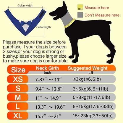 Dog Wedding Bandana, Formal Dog Tuxedo Adjustable Pet Collar with Bow, Small, Medium and Large Wedding Clothing, Birthday Gifts for Dogs (Medium, Blue)
