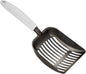 WePet Cat Litter Scoop, Non-Stick Plated Aluminum Alloy Sifter, Kitty Durable Metal Scooper, Deep Shovel, Long Handle, Kitten Pooper Lifter, Size Medium, Coated Black Body with Grey Handle