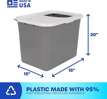 Petmate Enclosed Cat Litter Boxes with Hinged Lid and Wide Top Entry Opening, Cat Litter Box Enclosure with Filter Lid, Made in USA, Scoop not Included