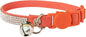 Rhinestone Cat Collar Breakaway with Bell Safety Buckle, Adjustable Diamond Girl Boy Kitty Cute Comfy Collar for Kitten Tiny Little Pets Rabbits, 6"-9" Orange Extra Small