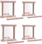 HANZE Bird Mirror With Swing, Hummingbird Perches for Parrots Stand, Wooden Toy for Macaws, Lovebird, Cockatoo, Parakeet, Conure, Finch, Cockatiels - 4 Pack