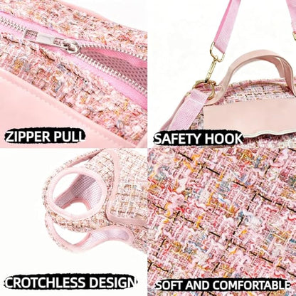 Dog Lift Harness Backpack for Small Dogs Cats, Adjustable Straps Dog Sling Carrier Full Body for Hiking, Travel, Outdoor – Pink Large