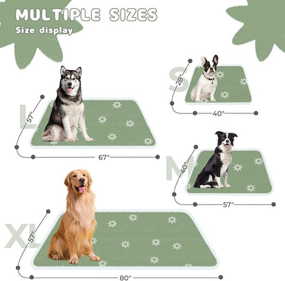 Luciphia Waterproof Pet Blanket for Medium Large Dogs Washable Fluffy Thick Jacquard Shag Fleece Warm Sherpa 3D Textured Flower Print for Cats Puppy Couch Protection (Green,40x28 inches)