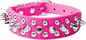 Spiked Dog Collar Soft Pu Leather Mushrooms Rivet Spike Studded Puppy Adjustable Pet Collars for Small Breeds (XS, Hot Pink)