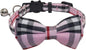 THAIN Cat Collar Breakaway with Bell and Bow Tie Safety Buckle Pink Plaid Pattern Adjustable 7-11 inches for Kitten Cats(Pink Plaid)