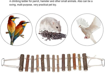 Naturals Rope Wooden Ladder Bird Swing for Parrots & Hamsters