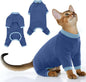 PUMYPOREITY Cat Hair Sticky Shirt – Breathable & Lightweight, Reduces Shedding Fur Pajamas, Prevents Licking Wounds After Surgery, Blue, L