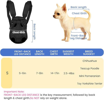 Mosago Dog Backpack Carrier, Adjustable Pet Front Carriers, Legs Out Carrying Sling Travel Bag for Small Medium Dogs 2.5-4 Lbs, Soft Wearable Puppy Chest Carry Backpacks for Walking/Hiking/Camping