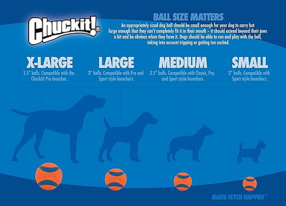 Chuckit! Dog Tennis Ball Dog Toy, Extra Large (3.5 Inch Diameter) for dogs 100+ lbs, Shrink Wrap Pack of 2