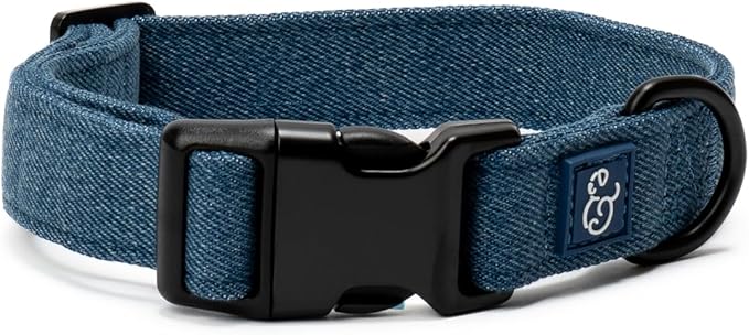 Lucy & Co. Dog Collar - Durable Lightweight Designer Collar for Pets - Adjustable Metal Safety Buckel. - Blue Denim - Large