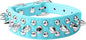 Spiked Dog Collar Soft Pu Leather Mushrooms Rivet Spike Studded Puppy Adjustable Pet Collars for Small Breeds (L, Light Blue)