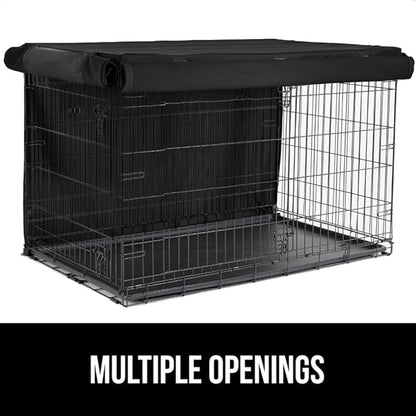 GORILLA GRIP Dog Crate Covers Compatible with Amazon Basics Dog Crates, All Sides Open, Privacy Cover Fits 48" Wire Kennel, Breathable Mesh Windows, Light Reducing Puppy Training Cage Topper, Black
