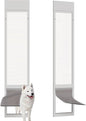 Dog Door for Sliding Glass Doors, Adjustable Height 76 1/8"-80 7/8" Aluminum Frame Tempered Sliding Door Dog Doors Insert with Lock, 10" x 15" Flap Size for Large Dogs