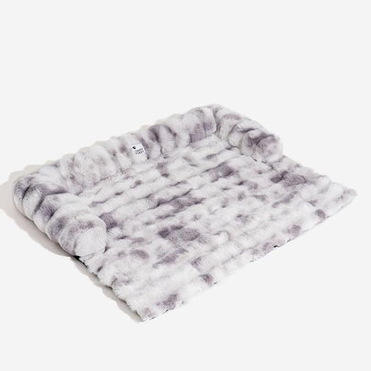 FUNNY FUZZY Pet Fluffy Plush Calming Dog Couch Bed Sofa Protector Washable Pets Mat for Large Medium Small Dogs and Cats (Tie-dye Grey, 47"×33.5"×6")