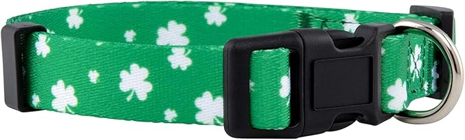 Native Pup St Patricks Dog Collar- Saint Patrick Green Shamrock Pet Collars- St. Patrick’s Lucky Irish- Cute Boy Girl Puppy Gift- Adjustable for Small, Medium, Large Breeds (Lucky Shamrock, Large)