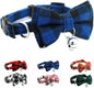 Blue Plaid Bow Dog Collar with Bell, Breakaway Cat Bell Collar with Bowtie Christmas Puppy Collars Boy for XXS Xs Small Tiny Little Pet Dogs Male Kitten, for Hoilday Birthday Party