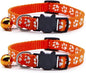 Reflective Cat Collars Breakaway with Bell 2-Pack Girl Boy Pet Kitten Collar with Star Moon Patetrn Adjustable 7.5-12.5 Inch (Orange)