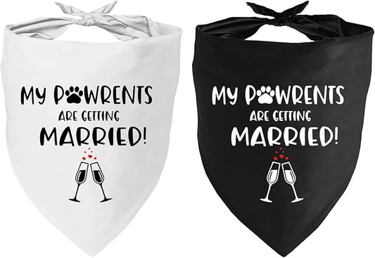 Getting Married Pet Dog Bandana, Engagement Announcement Dog Wedding Bandana, Pets Triangle Scarf for Small Medium Large Dogs, Pets Accessories for Dogs Lovers, Bridal Shower Gift,2 Packs