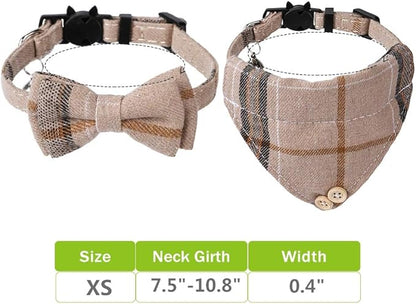 Faleela Breakaway Cat Collar with Bells - 2 Pack Cat Collar with Bells, Cat Collars with Bandana, Accessories for Pet Collars, Adjustable for Cats and Small Dogs