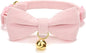 Soft Corduroy Cat Collar with Bell and Bowtie, Safety Breakaway Clasp, Adjustable for Kitten and Cats Pink Color.