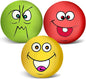 3.14" Squeaky Dog Toys Funny Smile Face Chewing Latex Rubber Soft Fetch Play Interactive Squeaky Dog Balls for Puppy Small Medium Pet Dog (3PCS)