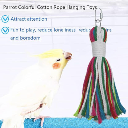 ASOCEA Pet Bird Parrot Colorful Cotton Rope Bite Chew Cage Hanging Toys for Cockatiels Macaws Parrots Small Medium Large Birds Parrots Cage Toys