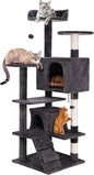 54-inch Cat Tree with Sisal-Covered Scratching Posts, Sturdy Standing Cat Tower for Indoor Kittens, Multi-Level Platforms, Perches, Condo and Hanging Ball for Cats to Play and Sleep