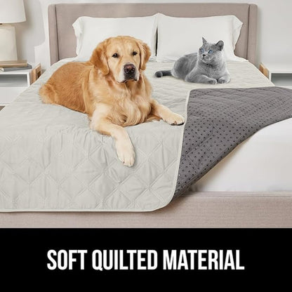 GORILLA GRIP Waterproof Bed Cover for Dogs, 82x52, Gripped Slip Resistant Backing, Leak Proof Washable Dog Blanket Covers Sofa, Couch, Sectional, Crate, Car, RV Seats, Pet Puppy Essentials Light Taupe