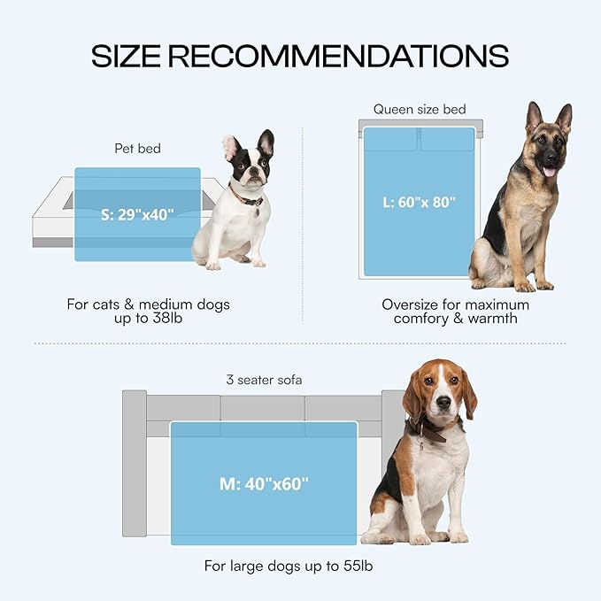 Luciphia Premium Cooling Dog Blanket for Small Medium Dogs Q-max>0.4 Washable Self-Cooling Cat Pet Mat Puppy Breathble Calming Throw for Beds Couches (Blue,29x40 inches)
