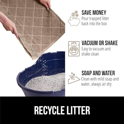 GORILLA GRIP Cat Litter Box Mat, Water Resistant, US Designed Kitty Litter Trapping Mats, Easy to Clean, Scatter Control, Less Mess and Clean Floors, Kitten Supplies for Indoor Cats, 17x11 Beige