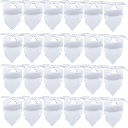 24 Pieces Sublimation Pet Bandanas White Heat Transfer Triangle Dog Scarf Blank Big Washable DIY Polyester Dog Bibs Kerchief Apparel Accessories for Dogs Puppy Cats (White-24Pack)