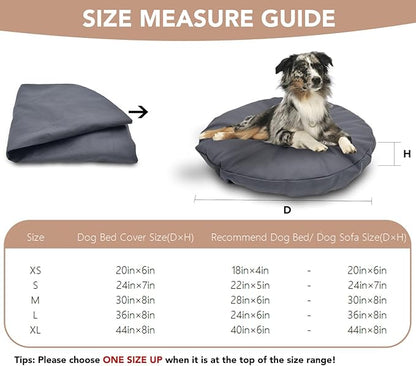 Dog Bed Cover Waterproof Replacement Machine Washable Covers for Dog Bed Heavy Duty Scratch Resistant Mattress Protector Pet Bed Round 24x24 Inch Cover Only