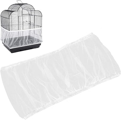 Universal Bird Cage Seed Catcher,Seed Catcher Guard Net Cover,Parrot Nylon Mesh Net Cover,Soft Airy Cage Net Stretchy Skirt for Round Square Cage
