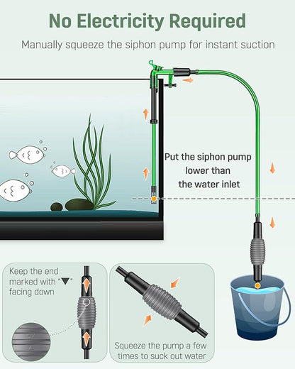 Pawfly Aquarium Water Changer Kit, Fish Tank Siphon Vacuum Cleaner with 6 Feet Long Hose and Extendable Tubing Manual Aquarium Gravel Cleaner Tools for Water Changing Sand Washing and Maintenance