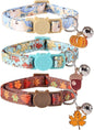 3 Pack Thanksgiving Cat Collar Fall Autumn Holiday with Bell Pendant Breakaway Adjustable Accessory for Kitten Kitty