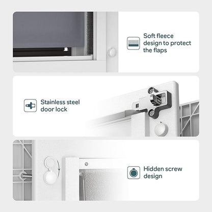 Baboni 3-Flaps Pet Door for Interior and Exterior Doors, Durable Plastic Frame and Telescoping Tunnel, Aluminum Lock/Metal Panel, Strong Magnetic Flaps, Never Rust Dog Door (Pets Up to 40 Lb) -Medium