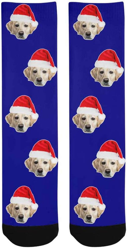 Custom Face Socks, Personalized Dog Lover Pet Photo Picture on Socks Unisex Athletic Crew Socks for Men Women