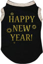 Petitebella Bling Happy New Year Puppy Dog Shirt (Black/Gold, XXX-Large)