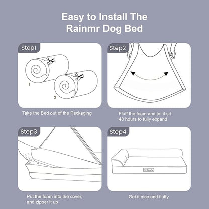 Orthopedic Dog Bed Medium Size Dog, Memory Foam Dogs Bed for Medium Dogs, Washable Removable Cover, Nonskid Bottom, Waterproof, for Indoor, Outdoor, Crate ＆ Car Use, 35x23x6 Inches, Dark Grey