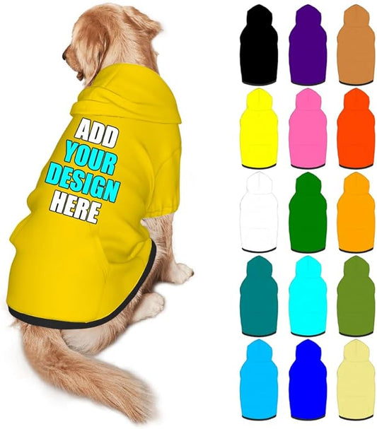 Personalized Dog Hoodie Customized with Name Photo Pet Warm Sweater Hoodie for Medium Large Dogs & Cat Puppy, Gold, M