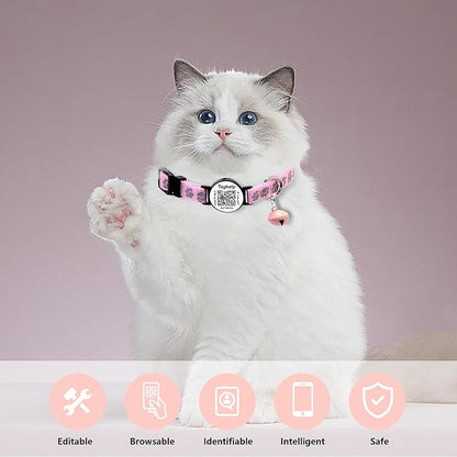 2 Pack Smart Safety Breakaway Cat Collar | QR Code Tag Stores All Vital Info Online | Reflective, Bell & Adjustable for Active Kittens (Blue & Orange)