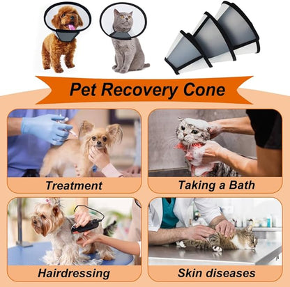 Vivifying Cat Cone, Adjustable Recovery Pet Cone, Lightweight Plastic Elizabethan Collar for Large Cats and Small Size Dogs