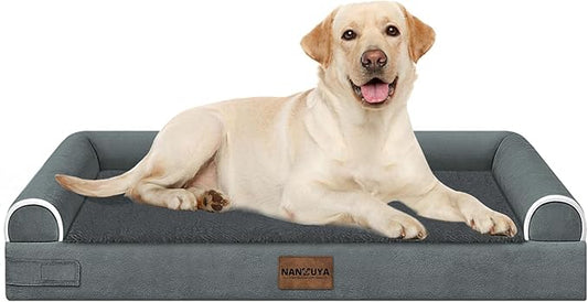 Large Dog Bed Orthopedic Washable: Beds Bolster XL Bed Large Big Dogs Egg Crate Foam Couch Sofa Waterproof with Removable Cover - Dark Grey