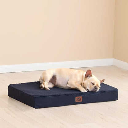 EHEYCIGA Orthopedic XXL Dog Beds for Jumbo Dogs with Removable Washable Cover for Crate, Navy, 47x29