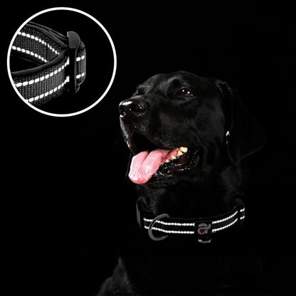 azuza Reflective Dog Collar,Soft Neoprene Padded Pet Collar with ID Tag Ring,Adjustable for Puppy and Small Dogs,Black,XS