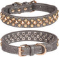 Spiked Dog Collar Soft Pu Leather Mushrooms Rivet Spike Studded Puppy Adjustable Pet Collars for Small Breeds (XS, Grey3)