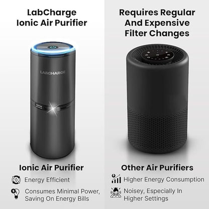 LabCharge Small Ionic Air Purifier for Home & Bedroom – Silent HEPA Filter – Covers 250 Sq Ft - Free Cleaner for Pets, Hair, Smoke, Dust, Odors & Dander – Compact & Black Design - Pack of 5