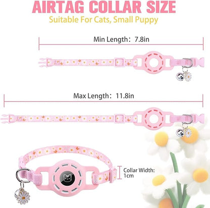 BINGPET AirTag Cat Collar with Bells, Upgraded Safety Elastic Collar with Airtag Pet Collar Holder, Anti-Lost Cat Collars for Girl Boy Cats, Anti-Suffocation Kitty Puppy Collars