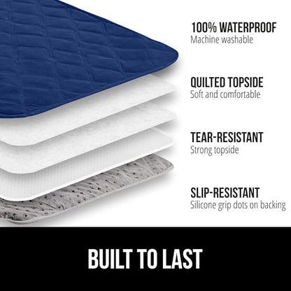 GORILLA GRIP Waterproof Bed Cover for Dogs, 82x68, Gripped Slip Resistant Backing, Leak Proof Washable Dog Blanket Covers Sofa, Couch, Sectional, Crate, Car, RV Seats, Pet Puppy Essentials, Navy Blue
