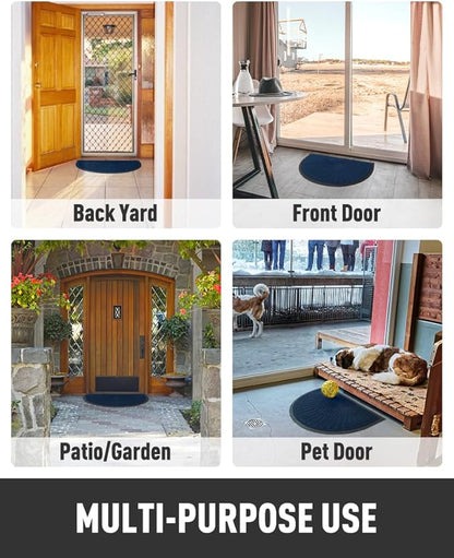 tchdio Door Mat Outdoor Indoor Entrance Doormat-Semicircular Durable Rubber Non Slip Front Door Mat for Outside Inside Entry Entryway Dirt Trapper WelcomeMat for Muddy Paws and Shoes-Blue 24”x47”